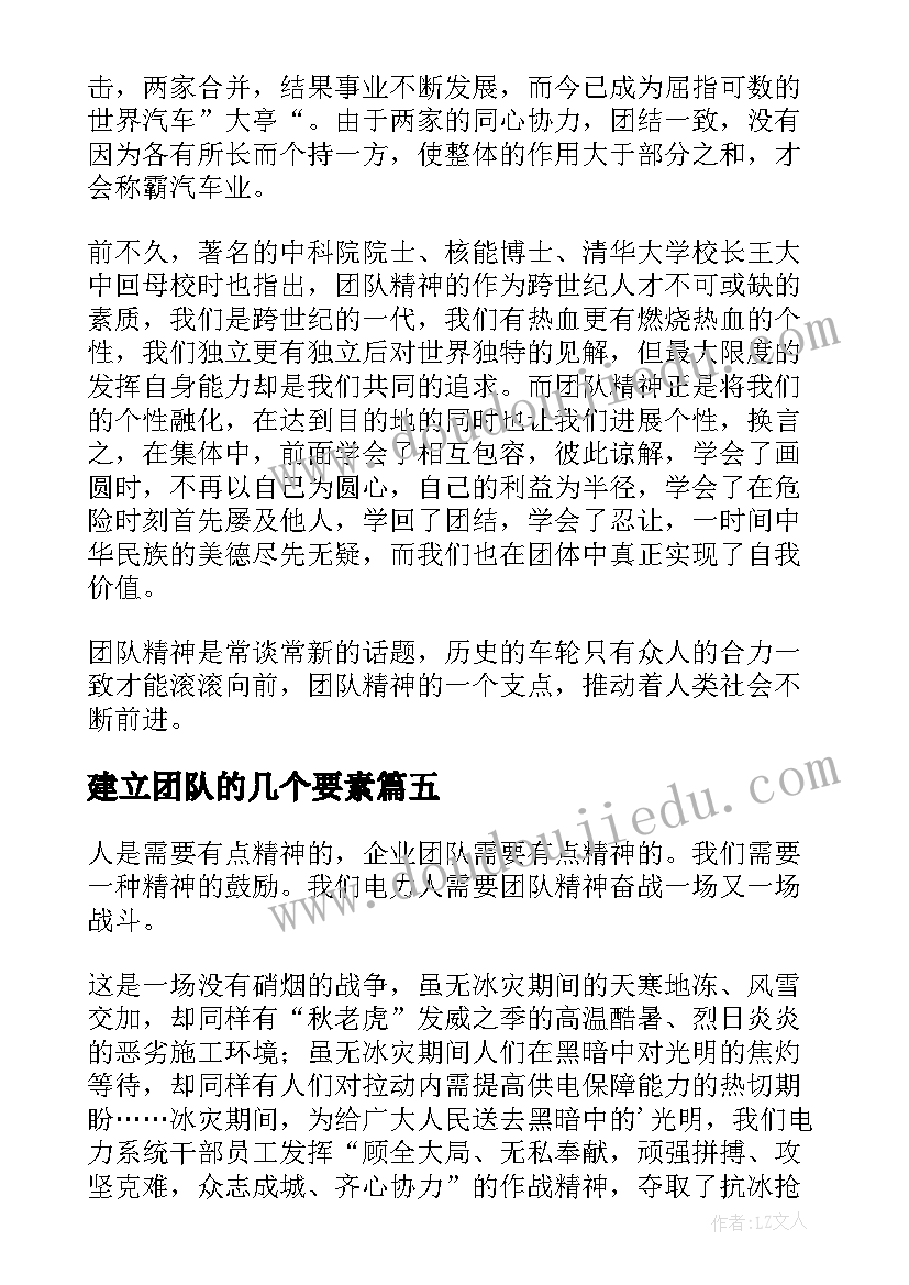 最新建立团队的几个要素 团队的演讲稿(模板10篇)