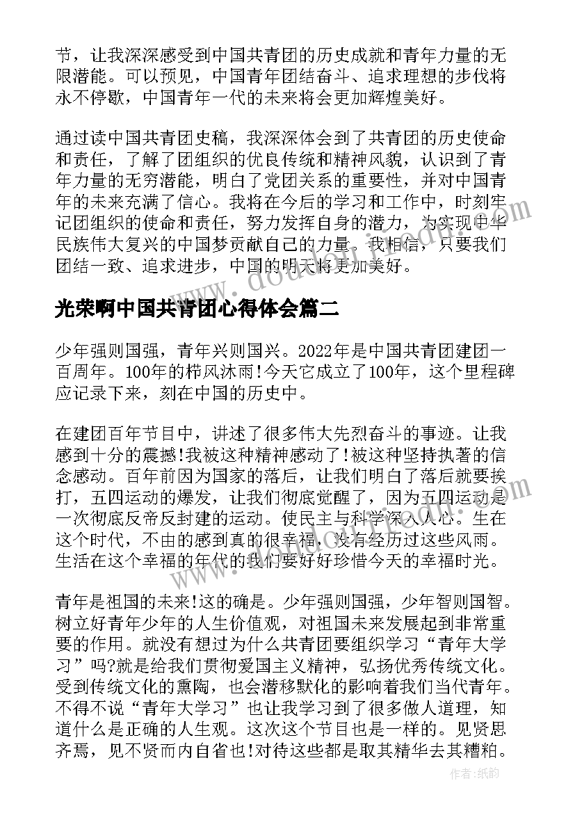 2023年光荣啊中国共青团心得体会(实用5篇)