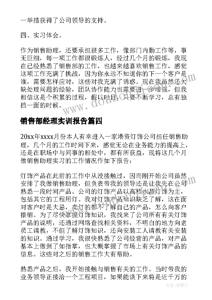 2023年销售部经理实训报告 销售助理实习总结报告总结(精选5篇)