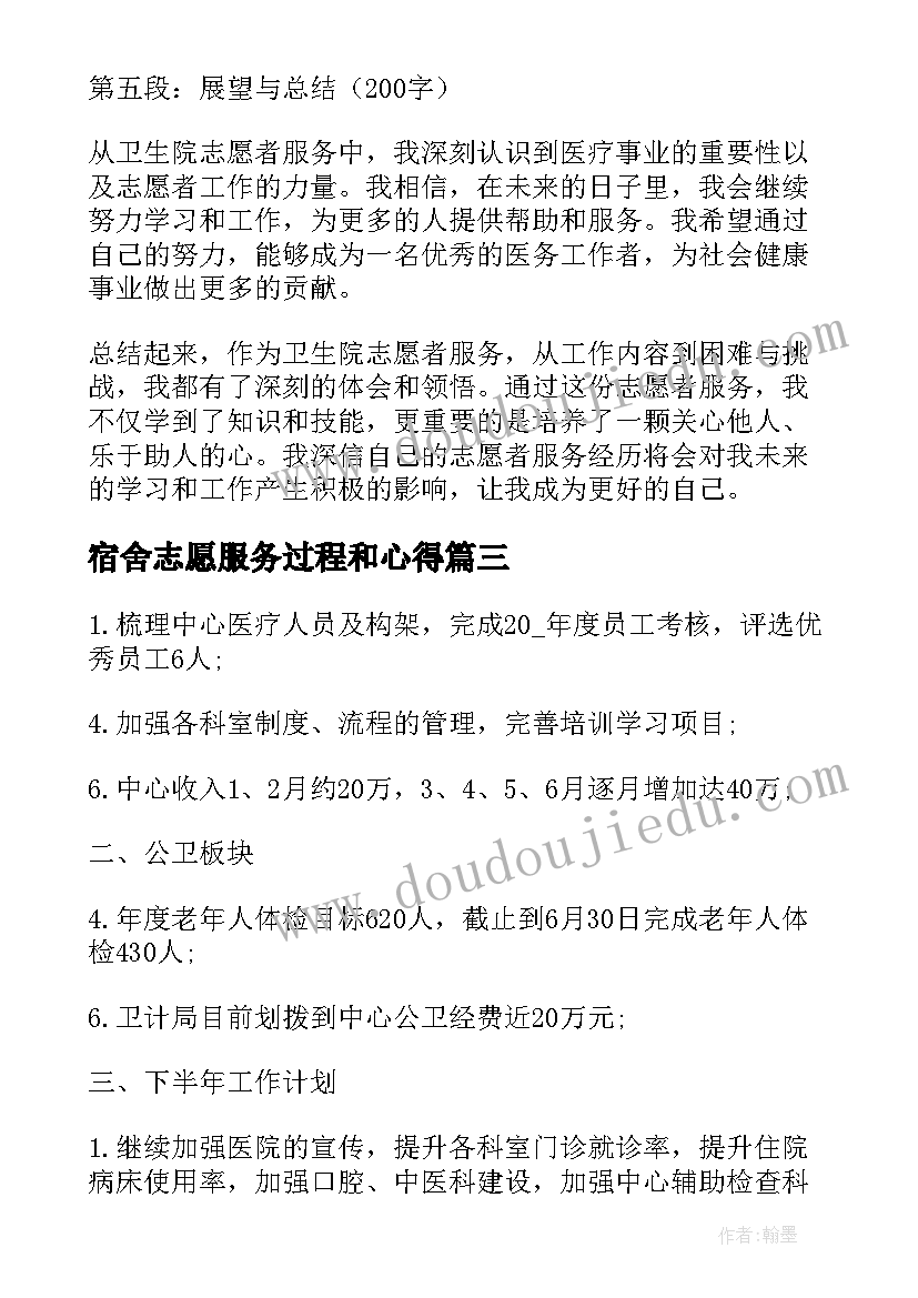 最新宿舍志愿服务过程和心得(模板5篇)