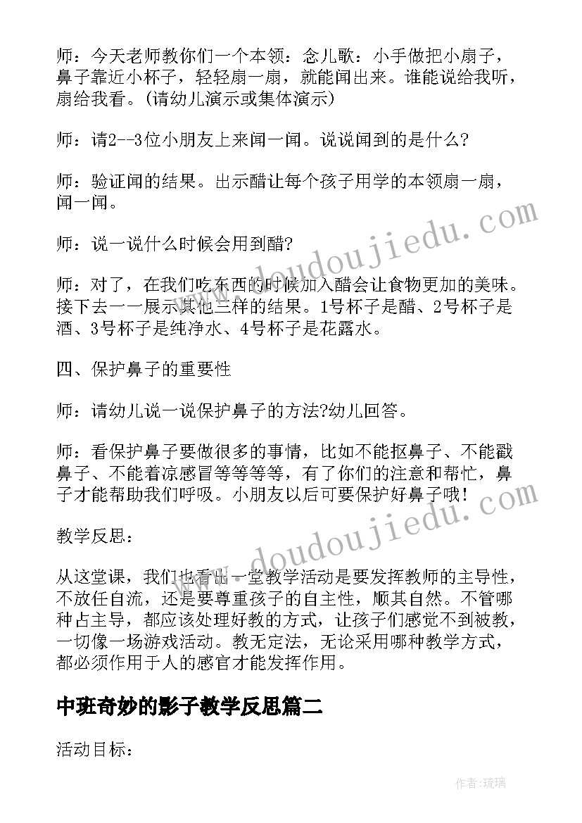 中班奇妙的影子教学反思 中班数学教案及教学反思奇妙的夹子(优质5篇)