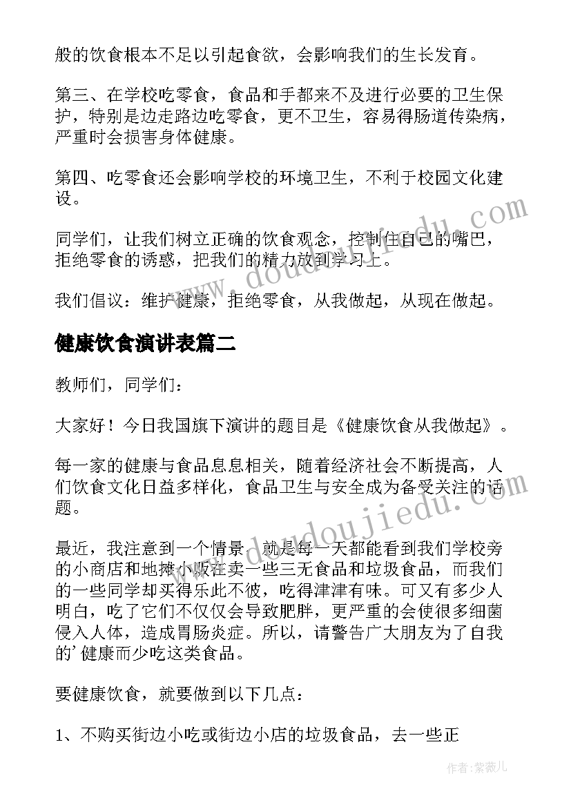 2023年健康饮食演讲表(大全10篇)