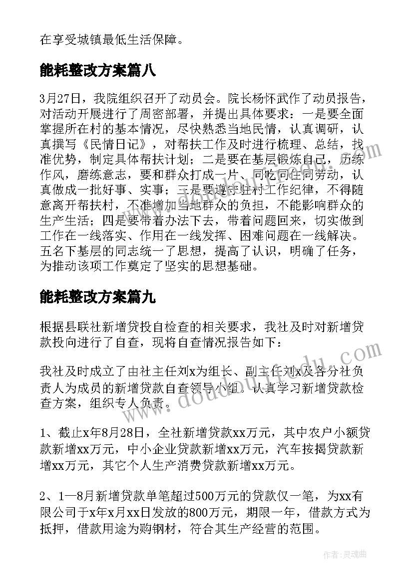 2023年能耗整改方案(优质10篇)