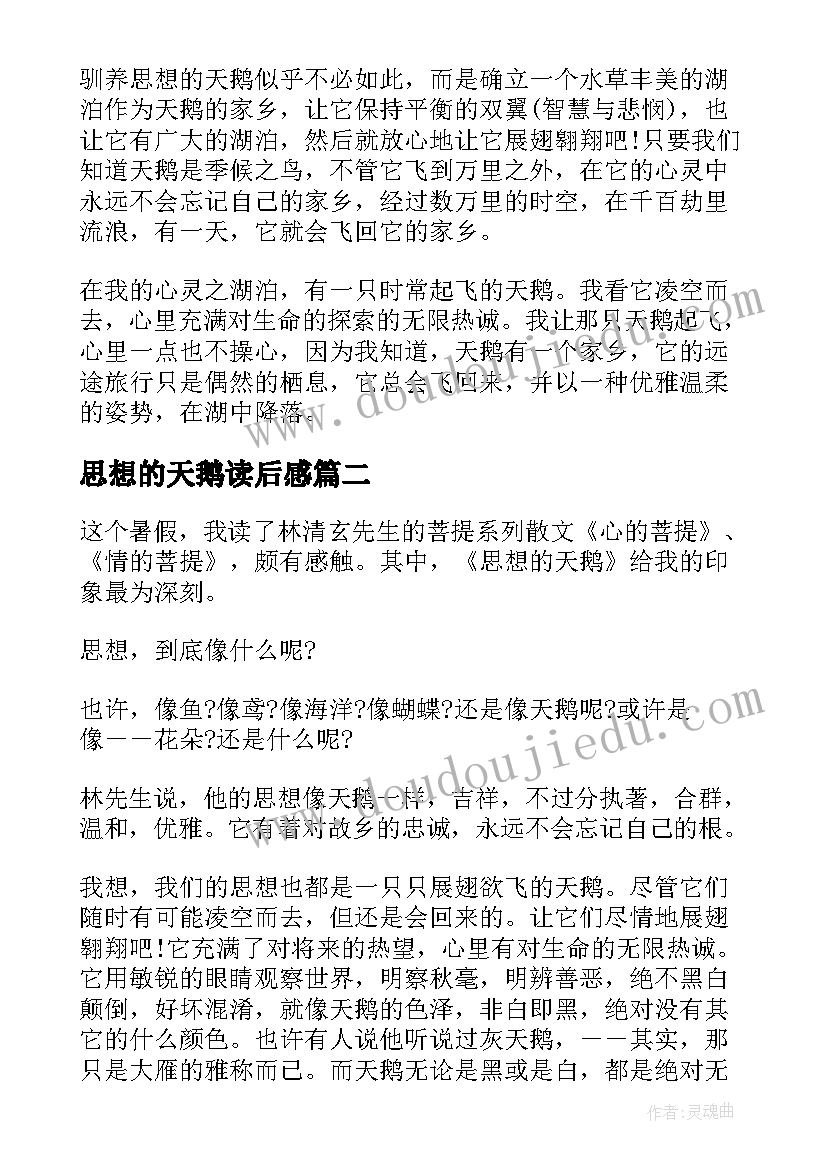 最新思想的天鹅读后感(优秀5篇)