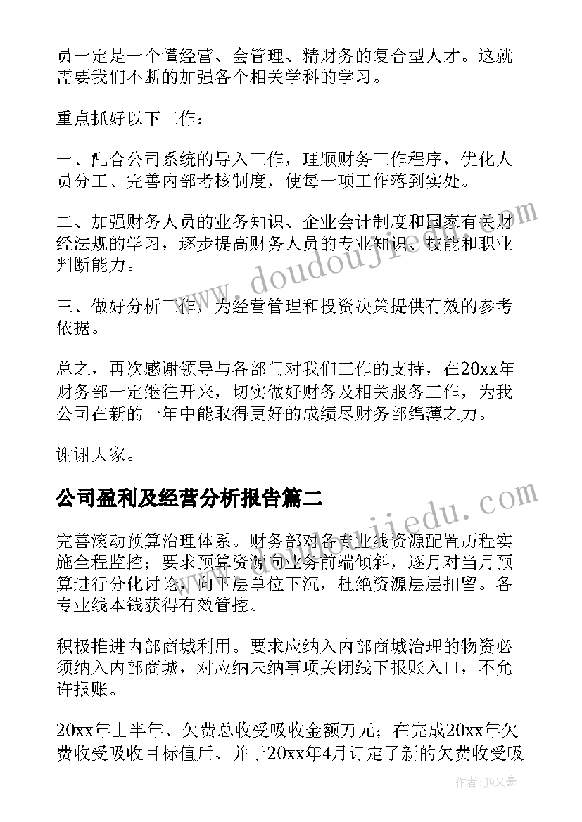 2023年公司盈利及经营分析报告(通用5篇)