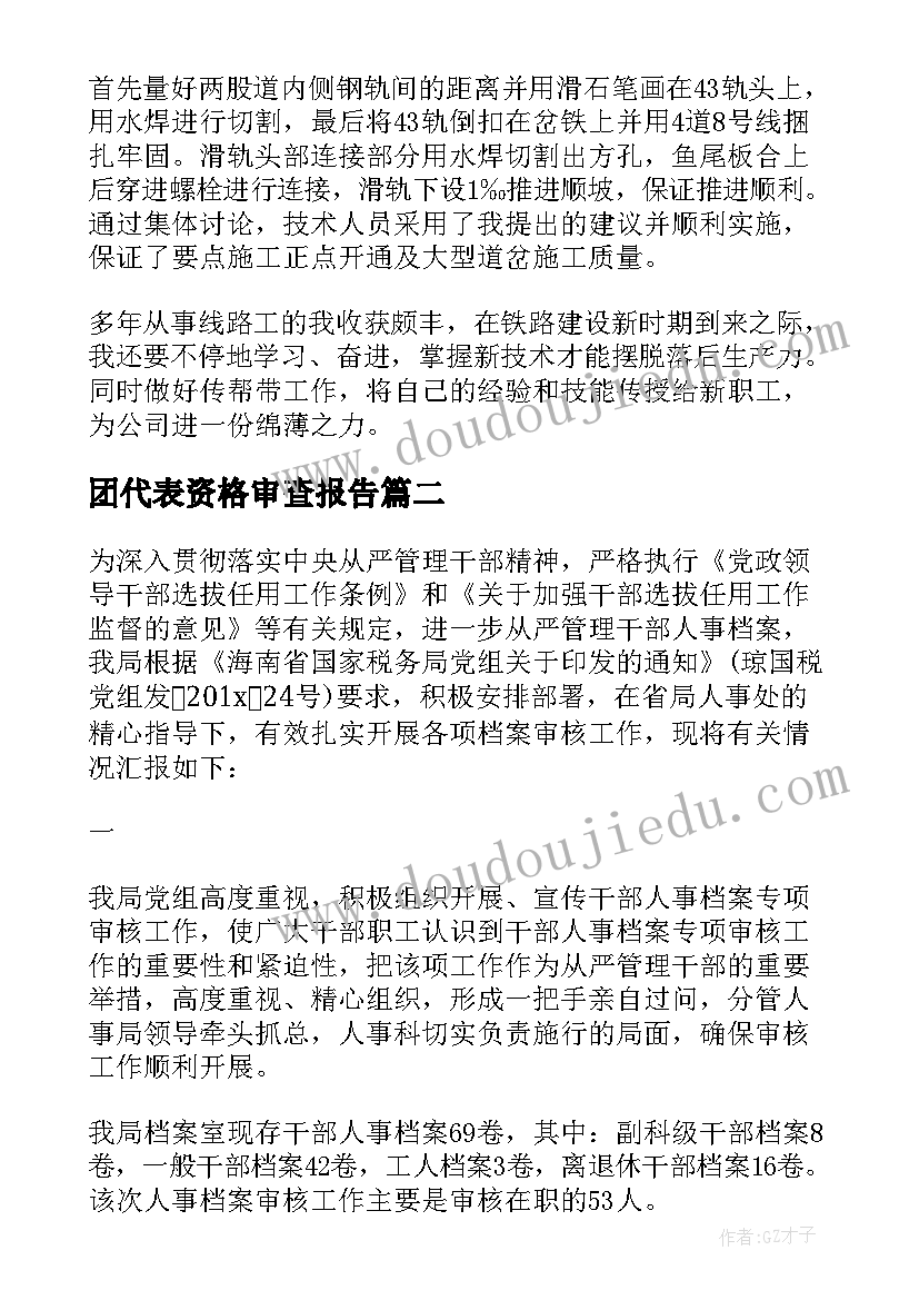 2023年团代表资格审查报告(模板5篇)