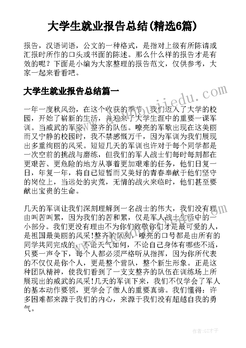 大学生就业报告总结(精选6篇)