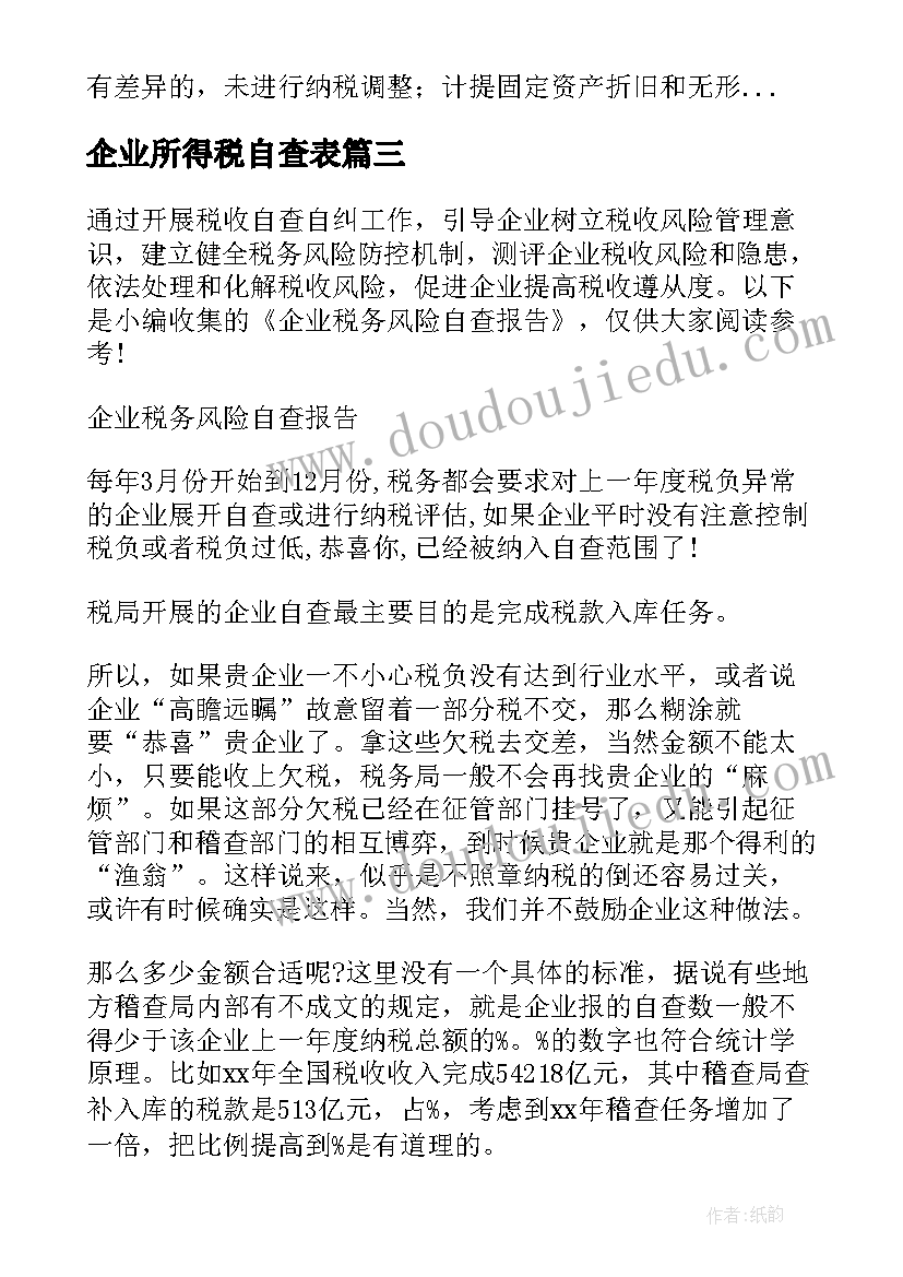 2023年企业所得税自查表 施工企业税务自查报告(优质10篇)