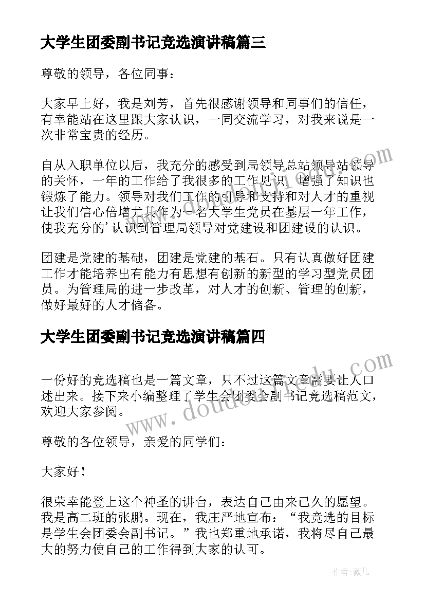 大学生团委副书记竞选演讲稿(大全5篇)