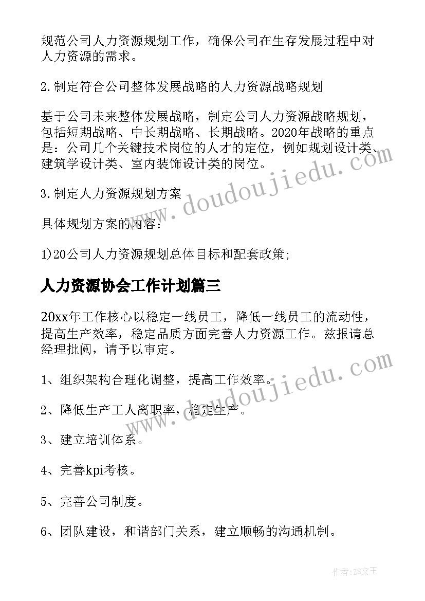 2023年人力资源协会工作计划(模板5篇)