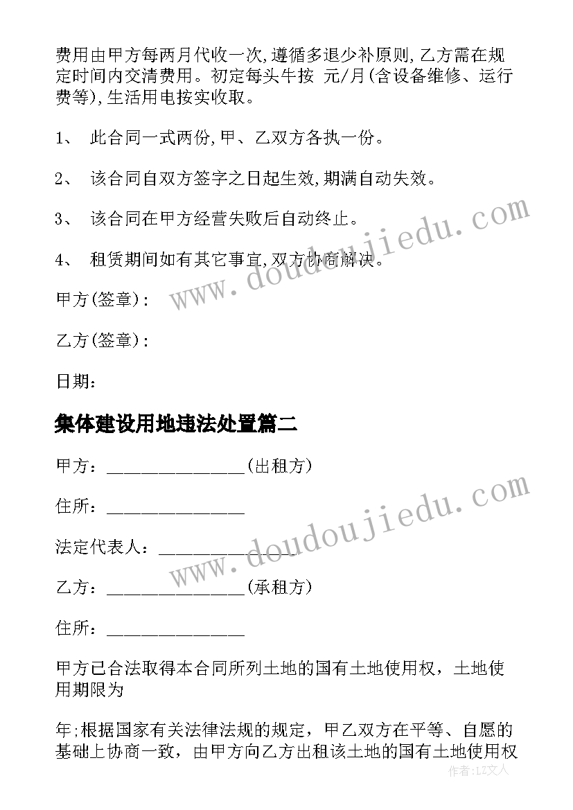 集体建设用地违法处置 集体土地建设用地租赁合同(通用5篇)