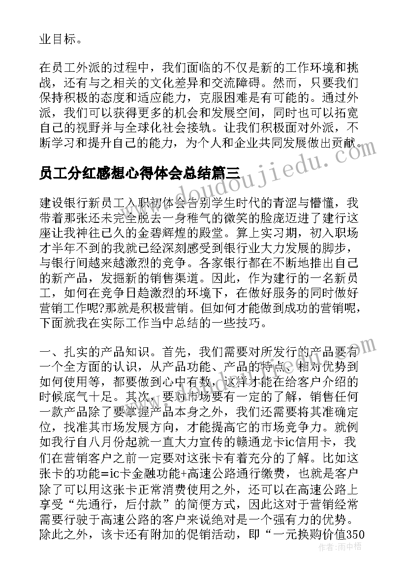 2023年员工分红感想心得体会总结(汇总5篇)