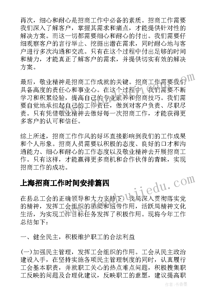 上海招商工作时间安排 招商工作作风心得体会(汇总7篇)