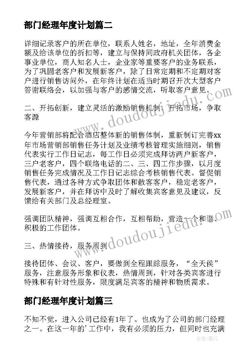 部门经理年度计划 部门经理个人工作计划(模板5篇)