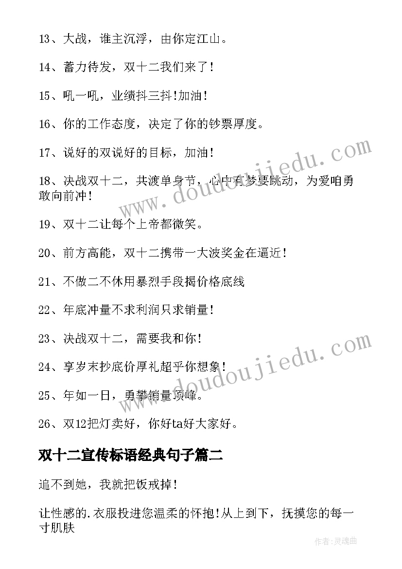 最新双十二宣传标语经典句子 双十二的促销宣传标语(实用5篇)