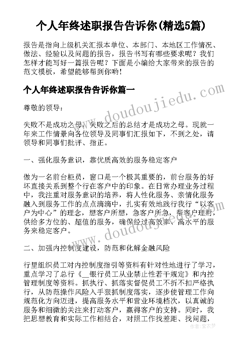 个人年终述职报告告诉你(精选5篇)