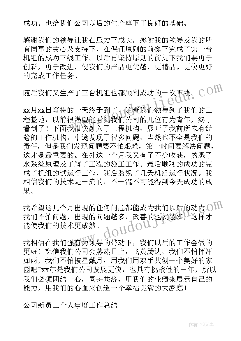 公司新员工个人年度总结(优质10篇)