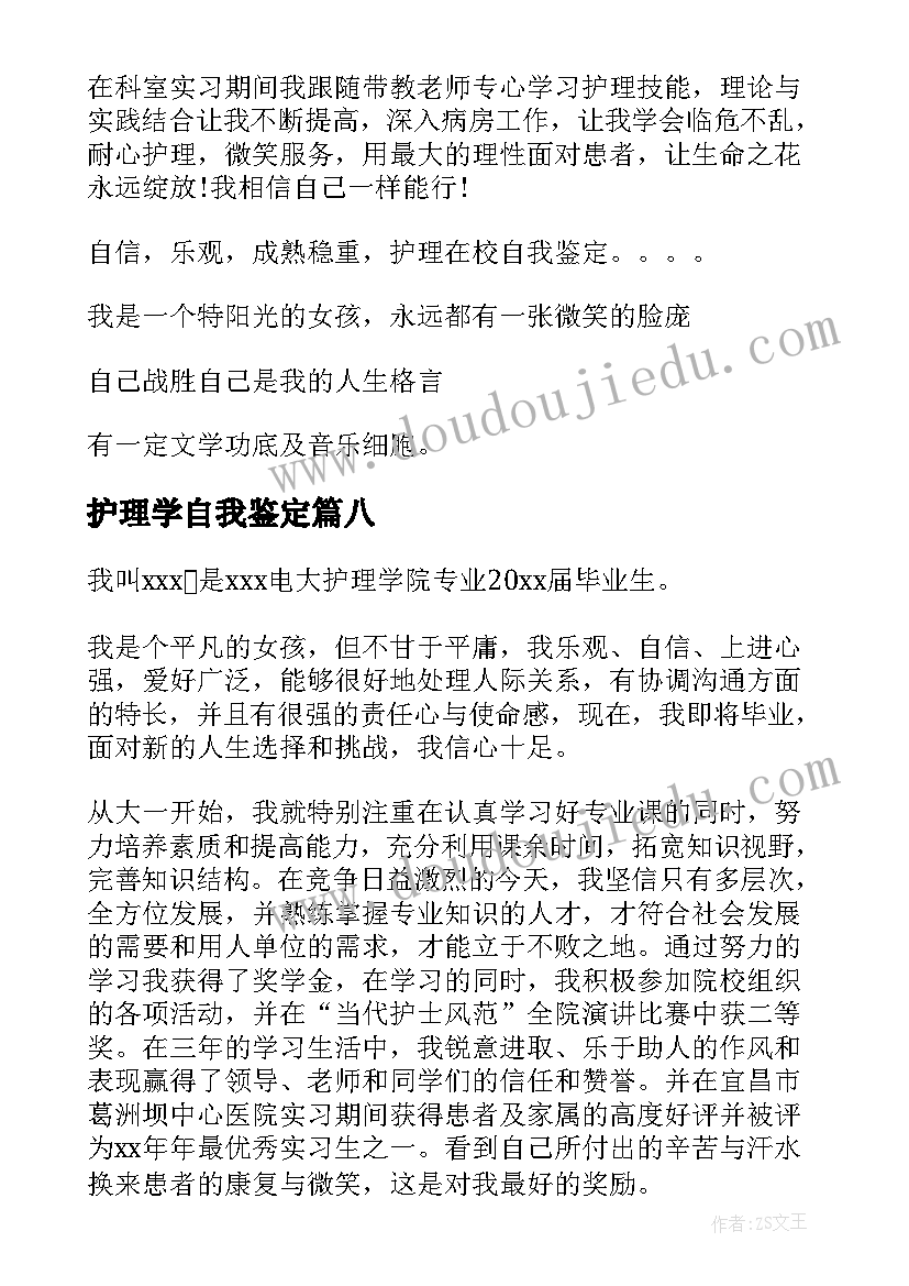 2023年护理学自我鉴定(模板9篇)