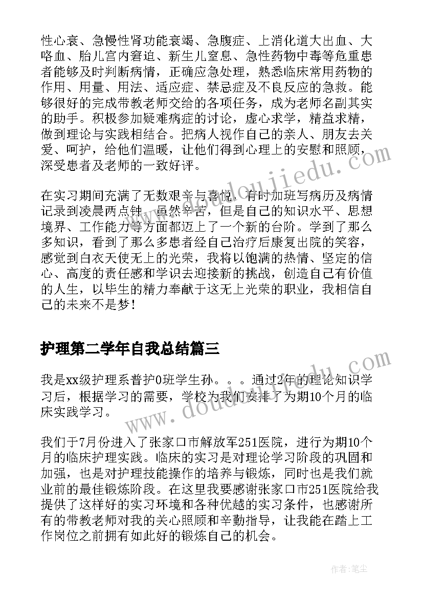 2023年护理第二学年自我总结(精选6篇)