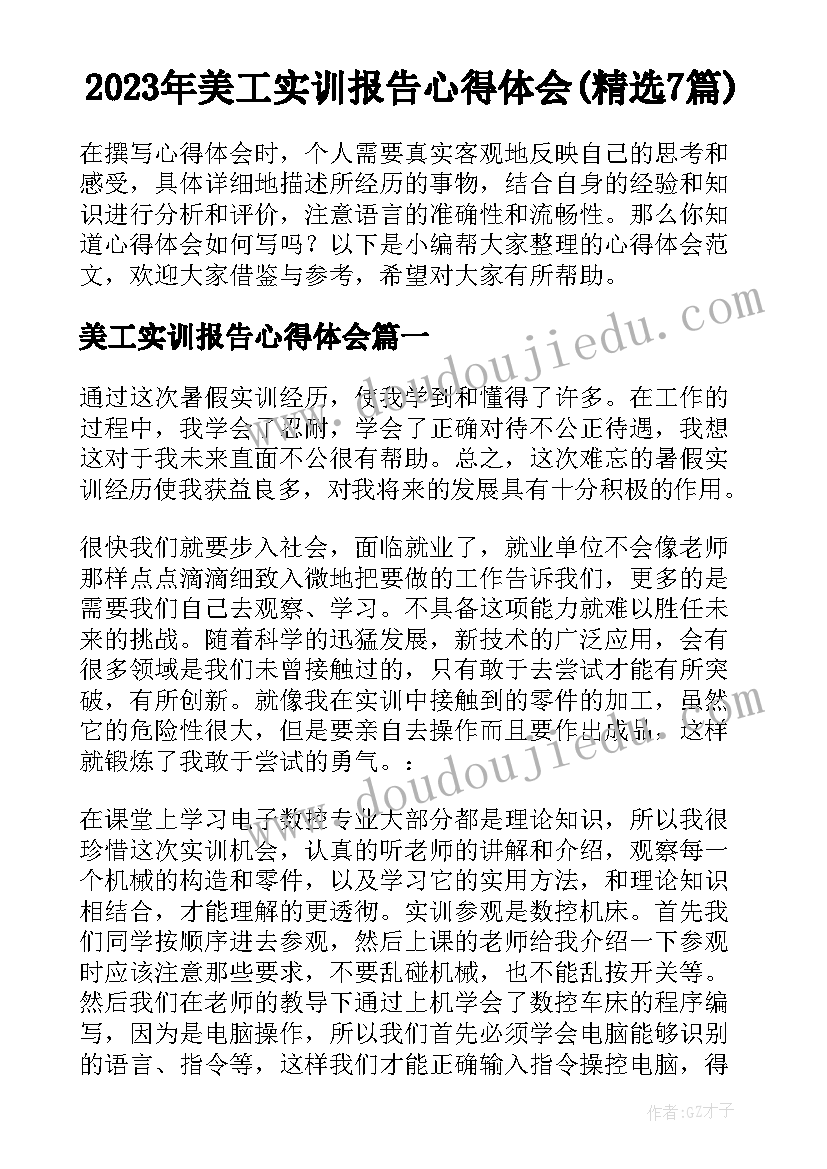 2023年美工实训报告心得体会(精选7篇)