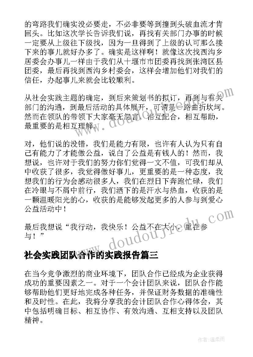 最新社会实践团队合作的实践报告(模板7篇)