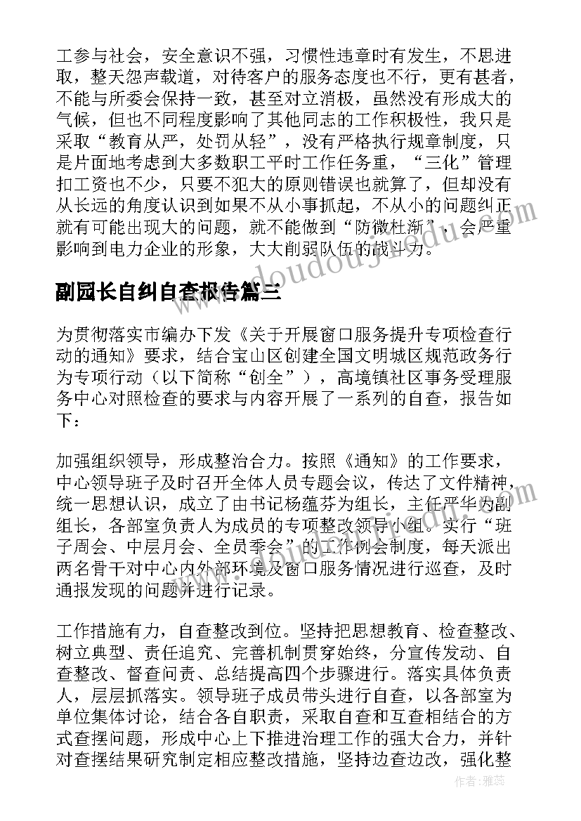 副园长自纠自查报告(大全5篇)