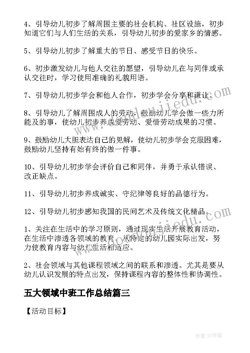 五大领域中班工作总结(大全5篇)