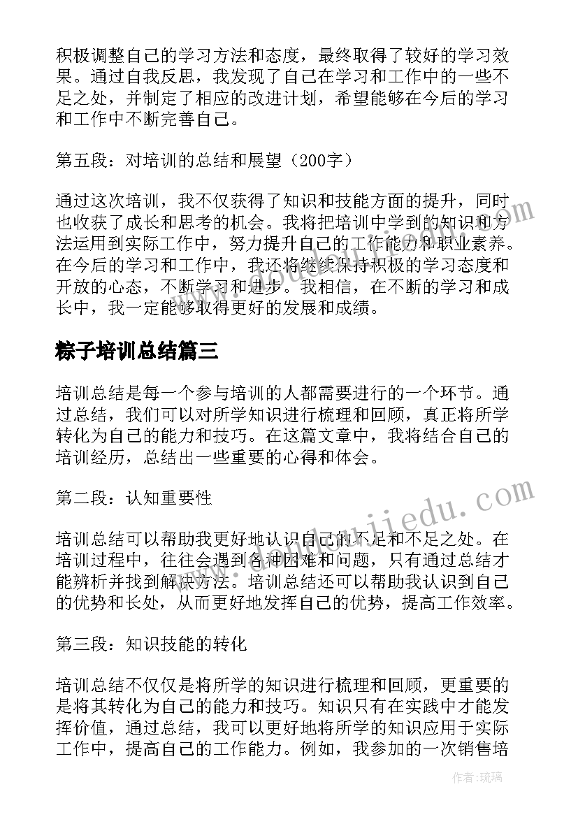 粽子培训总结 培训总结的心得体会(模板7篇)