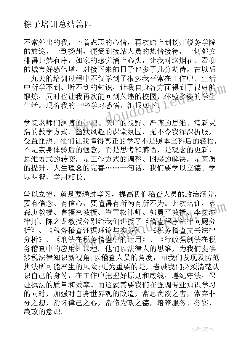 粽子培训总结 培训总结的心得体会(模板7篇)