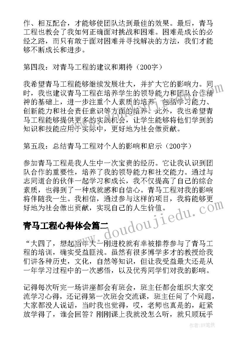 2023年青马工程心得体会(通用5篇)