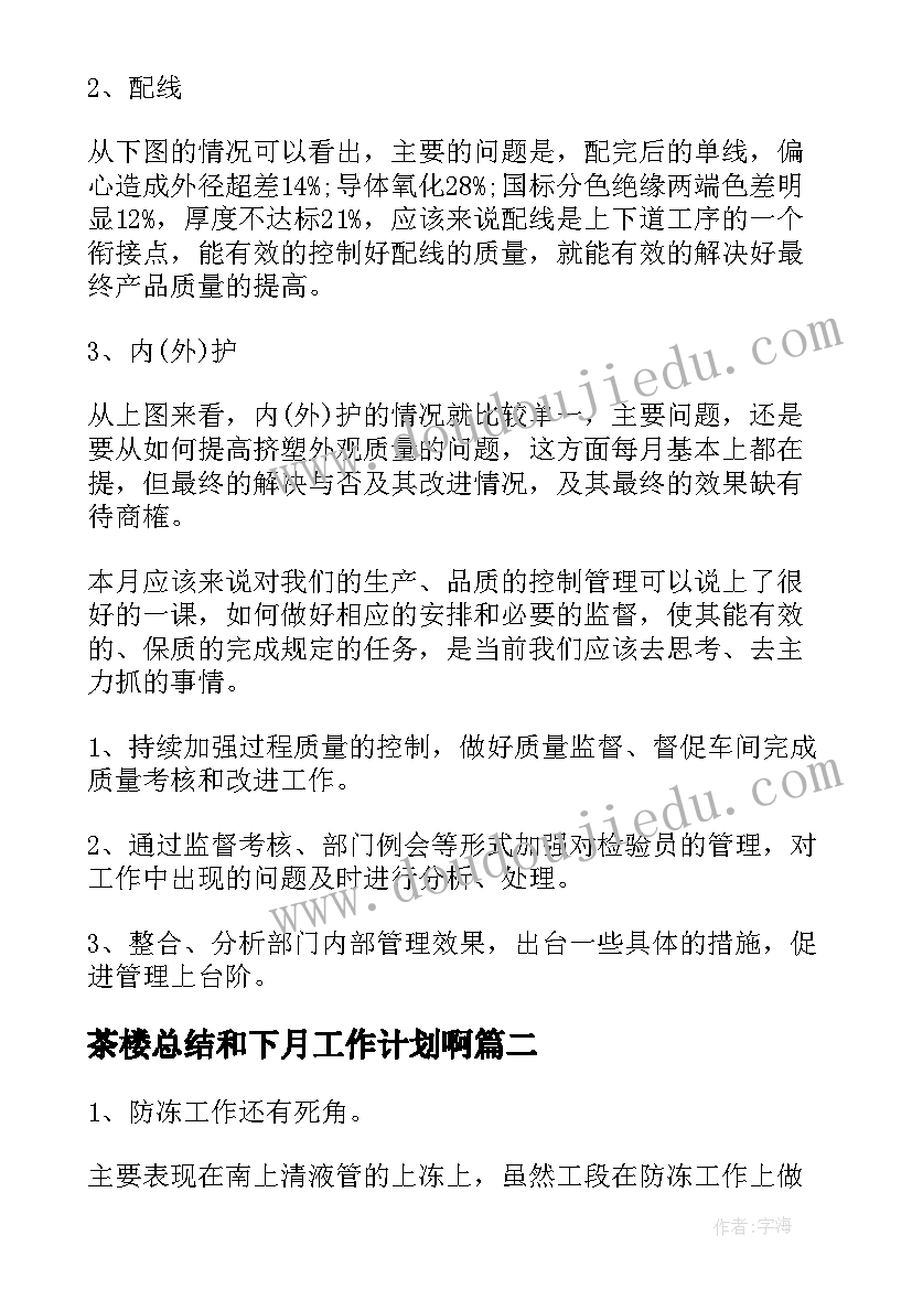 最新茶楼总结和下月工作计划啊 总结下月工作计划(优秀9篇)