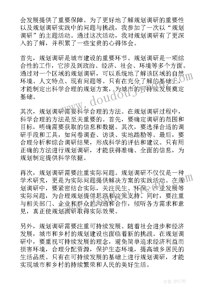 市场的调研与规划(大全7篇)