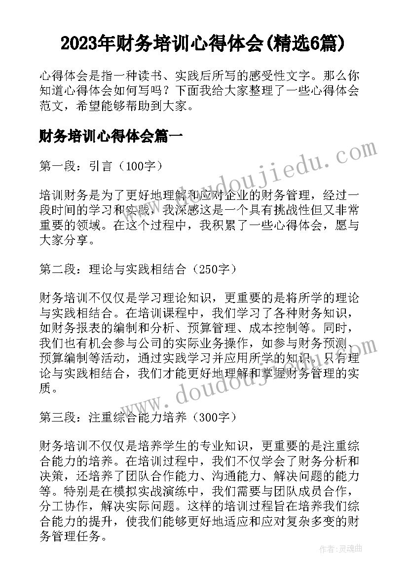 2023年财务培训心得体会(精选6篇)