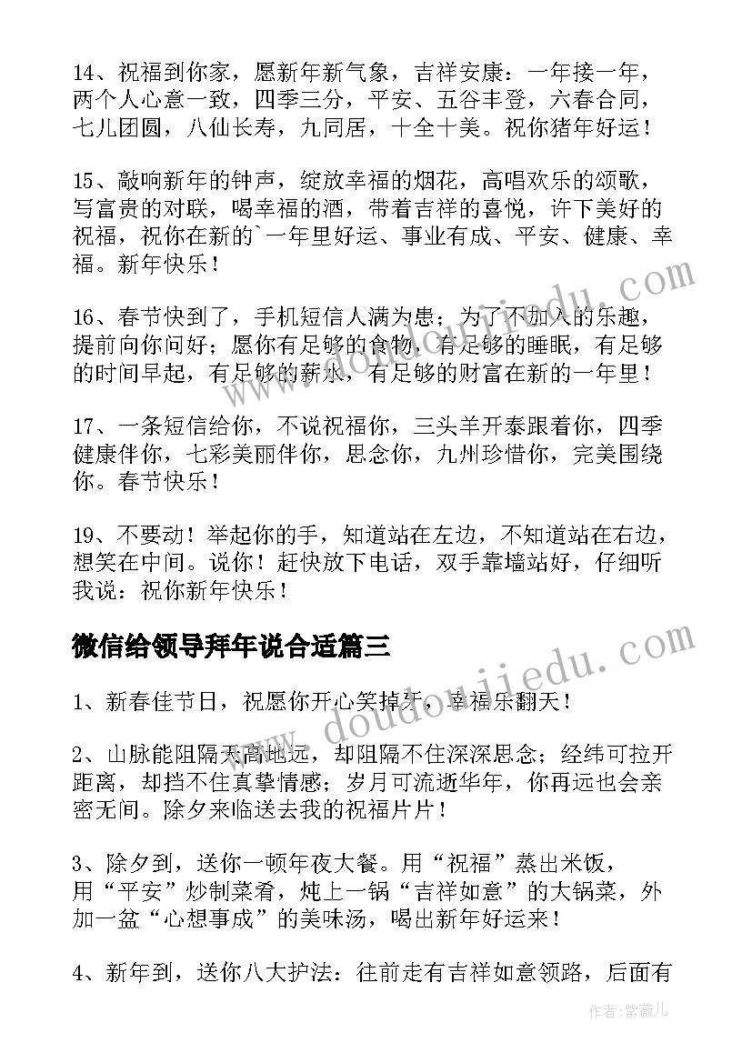 最新微信给领导拜年说合适 给领导拜年微信祝福语(优秀5篇)