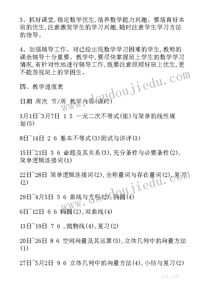 高二生物下学期教学工作计划时间表 高二下学期教学计划(汇总10篇)