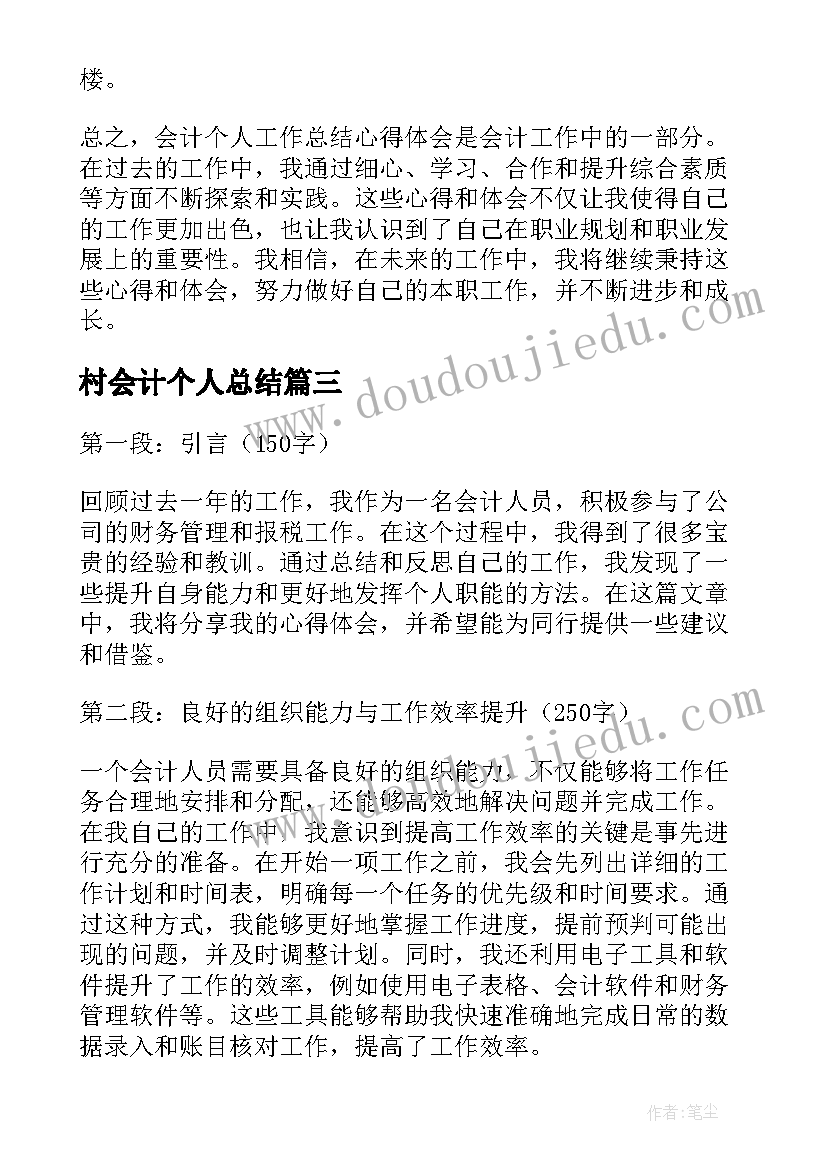 2023年村会计个人总结(实用5篇)