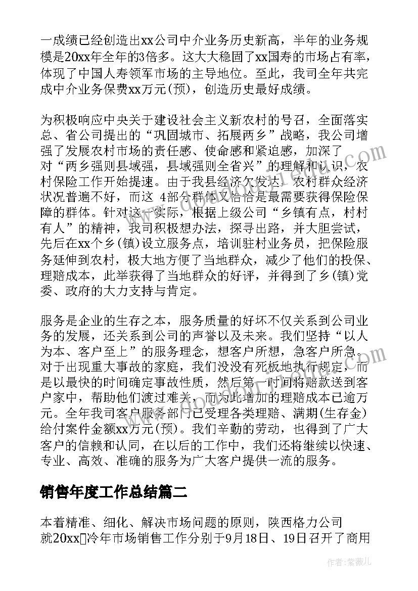 最新销售年度工作总结(汇总6篇)