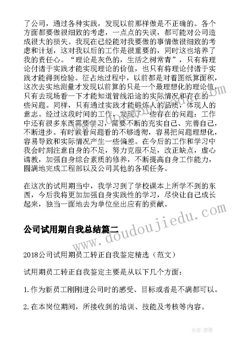 2023年公司试用期自我总结(优质10篇)