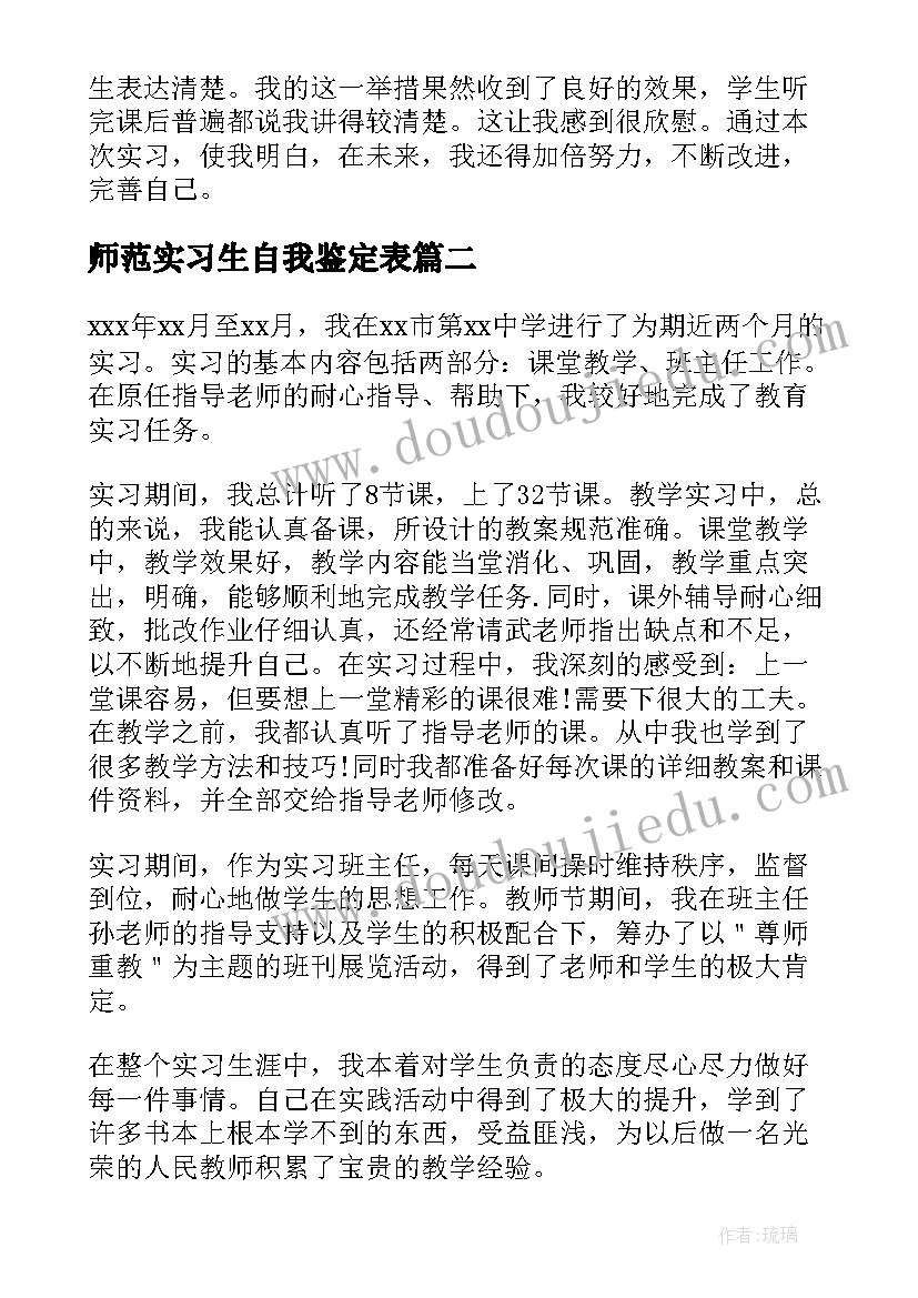 最新师范实习生自我鉴定表(大全8篇)