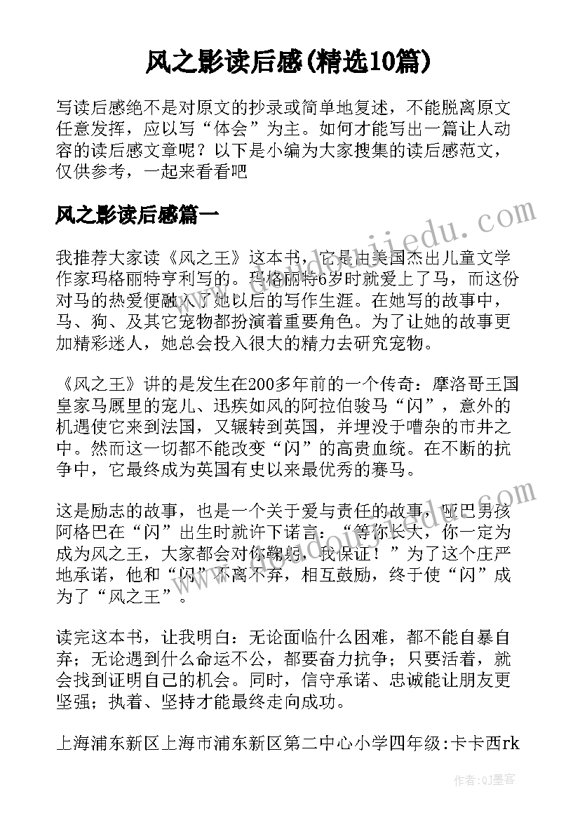 风之影读后感(精选10篇)