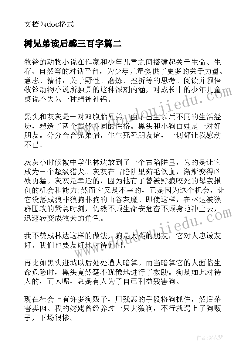 最新树兄弟读后感三百字(模板9篇)