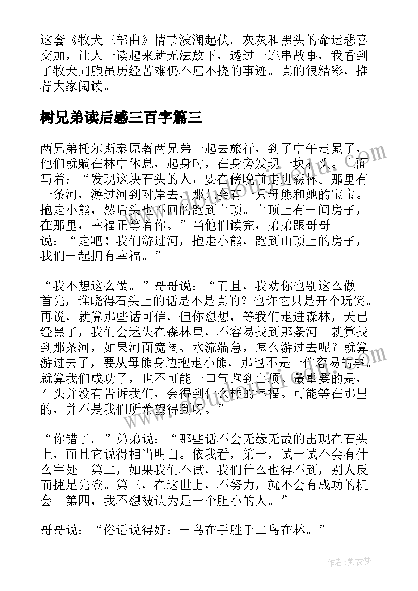 最新树兄弟读后感三百字(模板9篇)