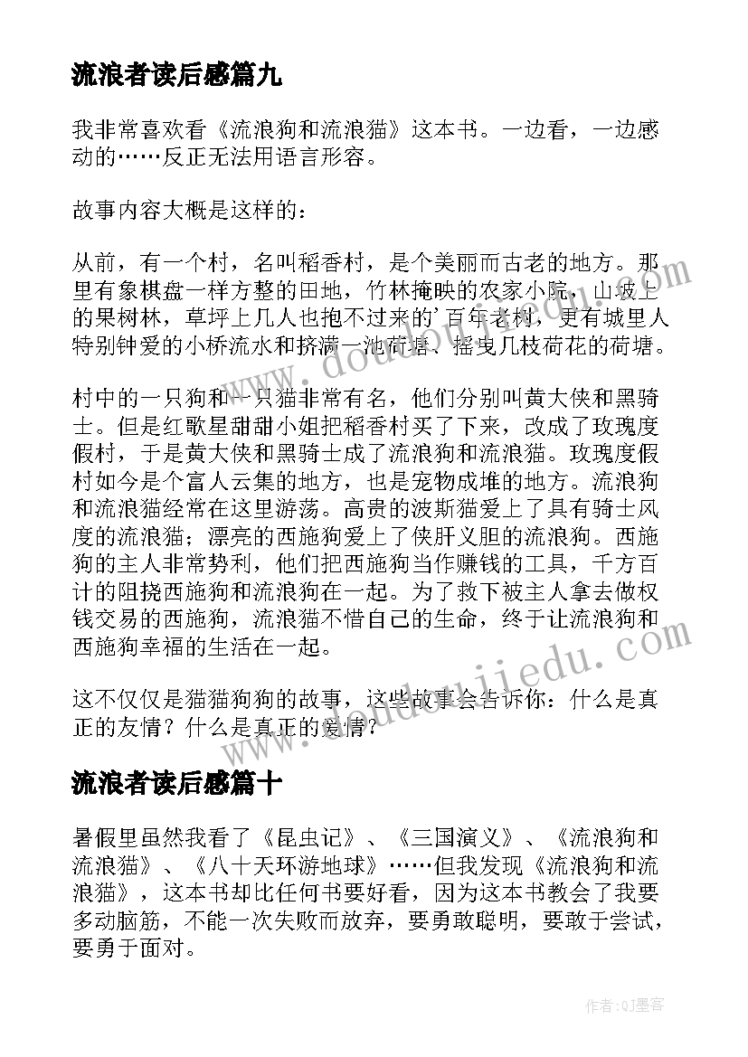 2023年流浪者读后感(汇总10篇)