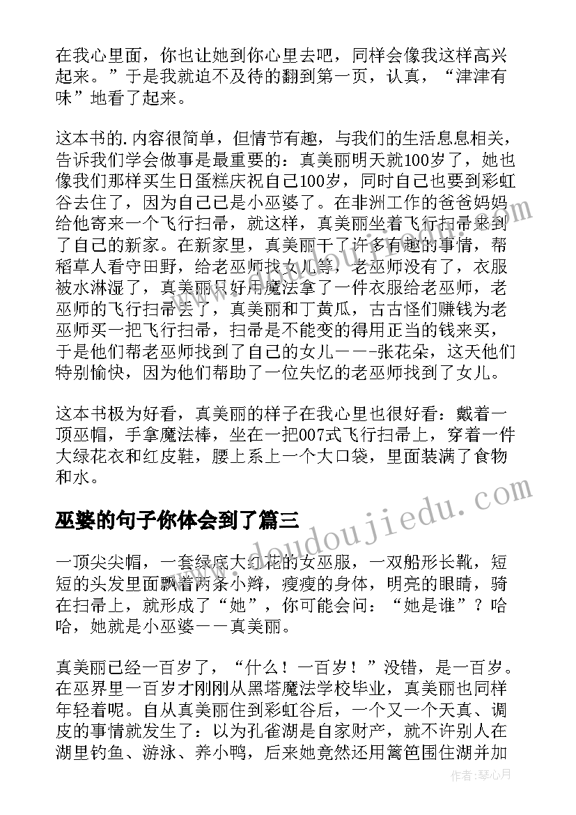 2023年巫婆的句子你体会到了(优质5篇)