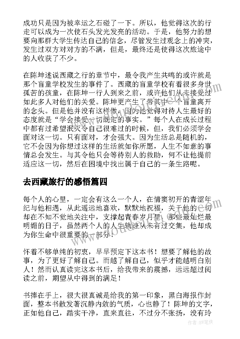 2023年去西藏旅行的感悟 突然就走到了西藏读后感(优秀5篇)