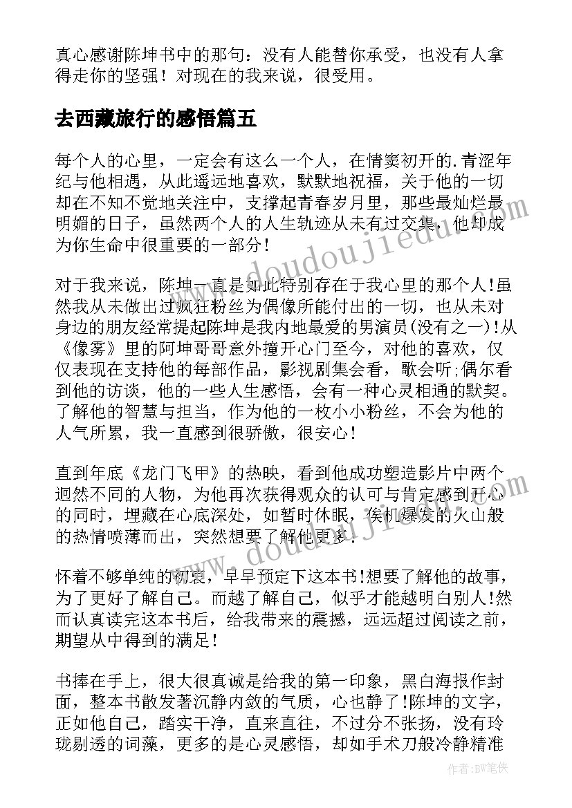 2023年去西藏旅行的感悟 突然就走到了西藏读后感(优秀5篇)