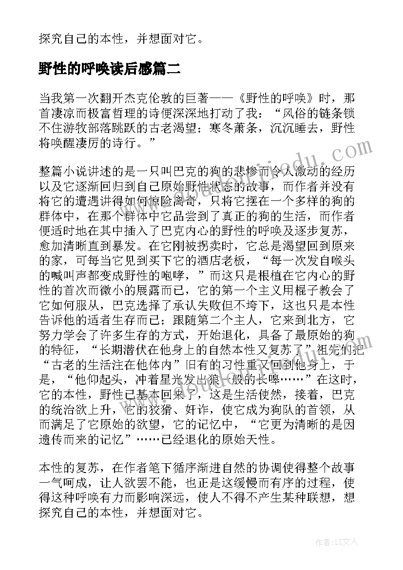 野性的呼唤读后感(汇总5篇)