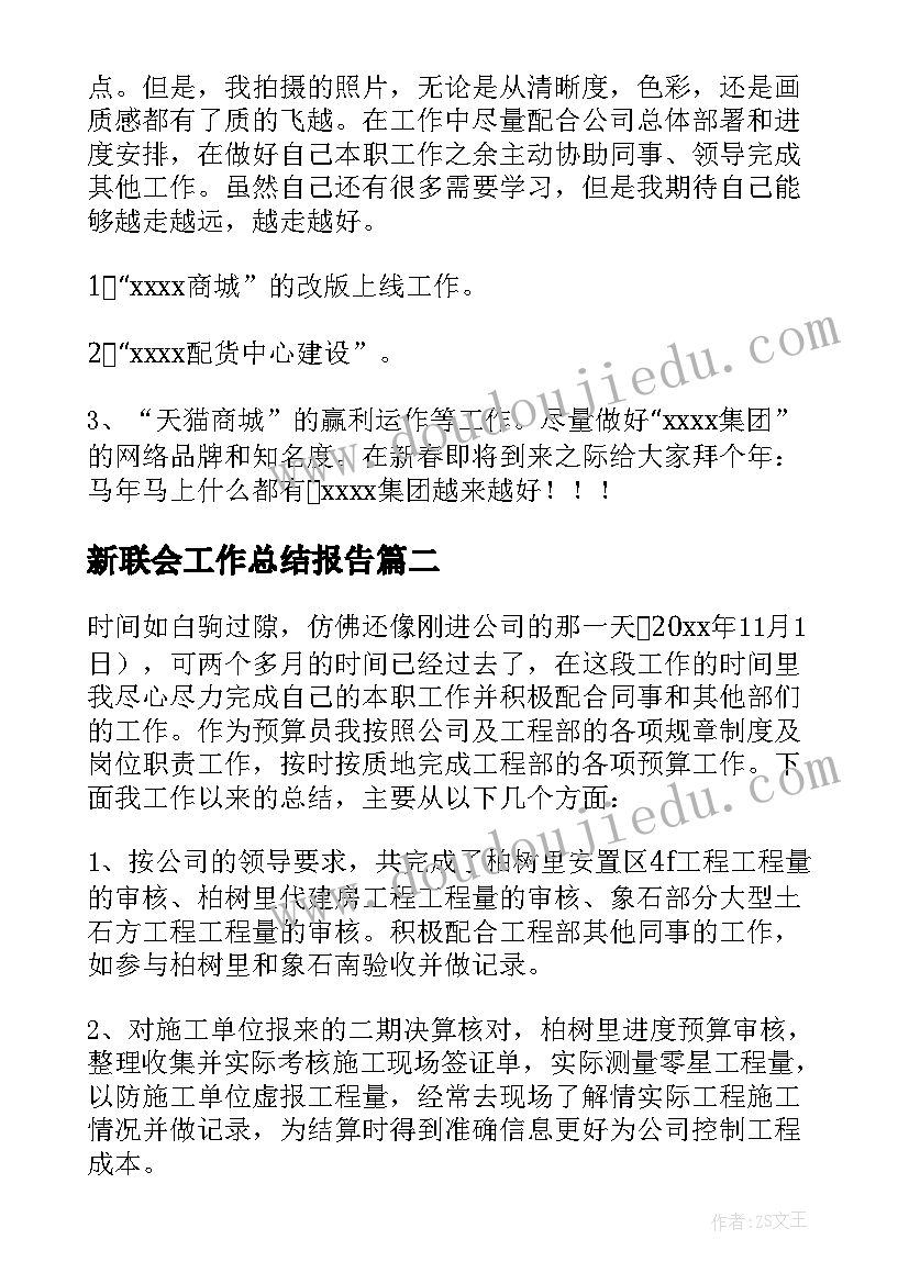 最新新联会工作总结报告(实用5篇)