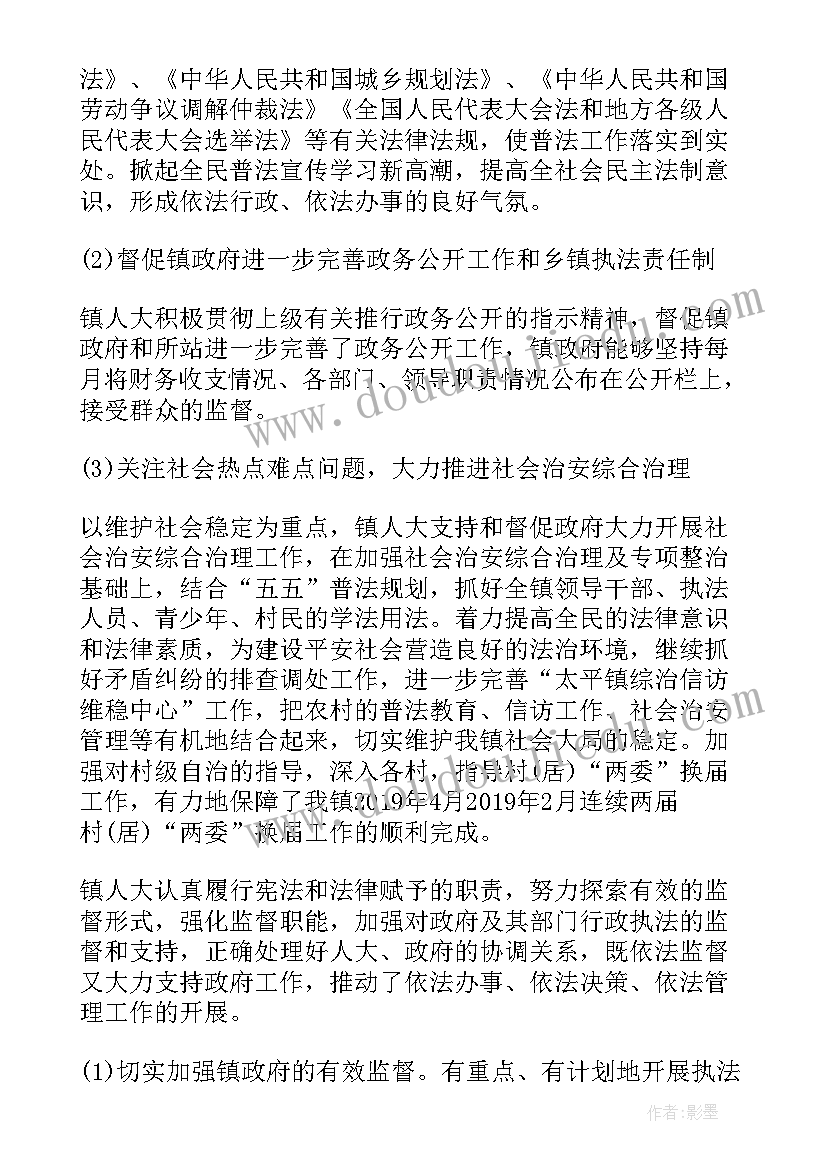 2023年镇人大代表述职报告书(模板5篇)