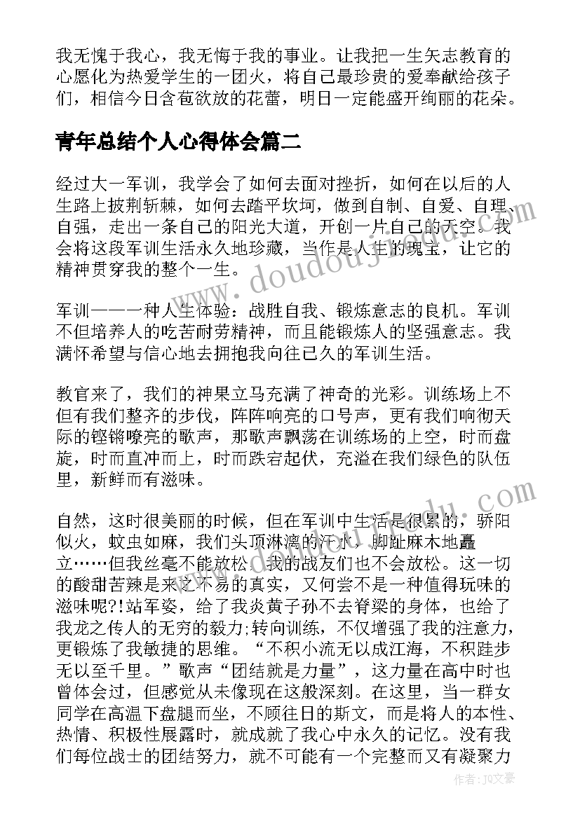 最新青年总结个人心得体会(通用10篇)